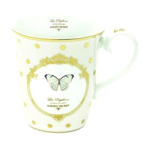 R2S Elegance Porcelain Dot and Butterfly Mug White and Yellow 275ml R2S Elegance Porcelain Dot and Butterfly Mug White and Yellow 275ml